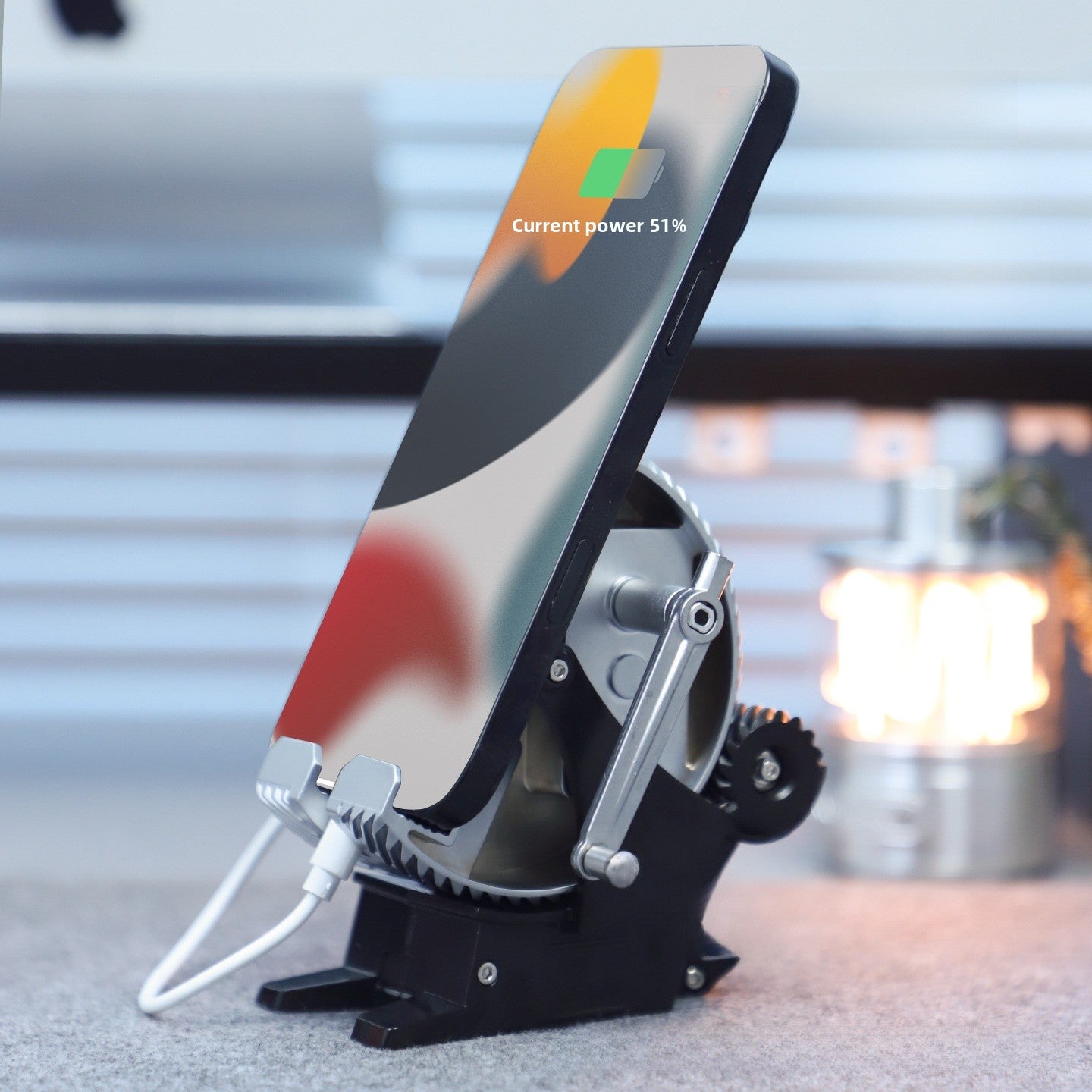 Nikolatoys Full Metal Mechanical Alloy Sawtooth Knob Gear Mobile Phone Stand Durable Zinc Alloy Wireless Charging Bracket Universal